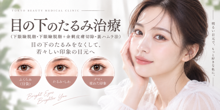 目の下のたるみ治療（下眼瞼脱脂・下眼瞼脱脂＋余剰皮膚切除・裏ハムラ法）